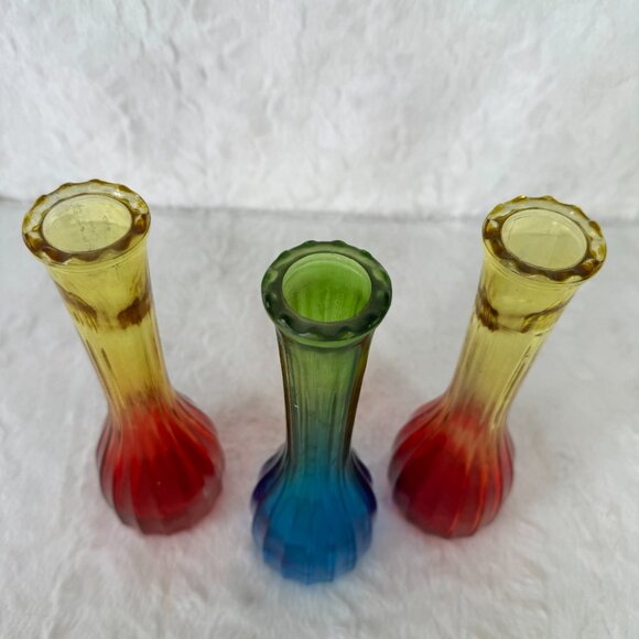 Vintage Jeannette Glass Bud Vases Ombre in color Mid Century Modern - Picture 4 of 6